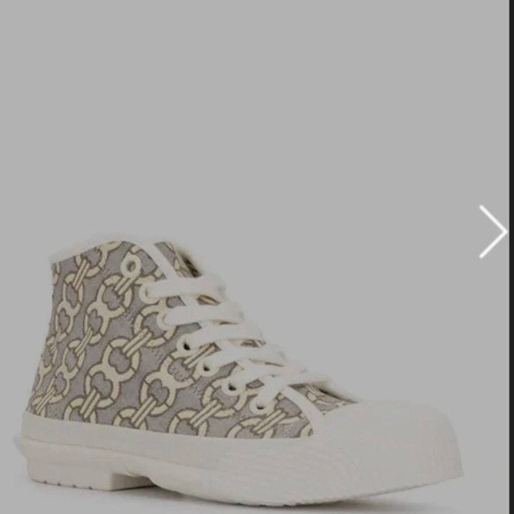 NWT Tory Burch Buddy Cap Toe Canvas Off White High Top Sneakers/Duck Shoes - Picture 8 of 13